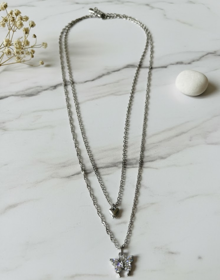 Y2K Style Layered Butterfly Choker Necklace | Butterfly Charm Jewellery