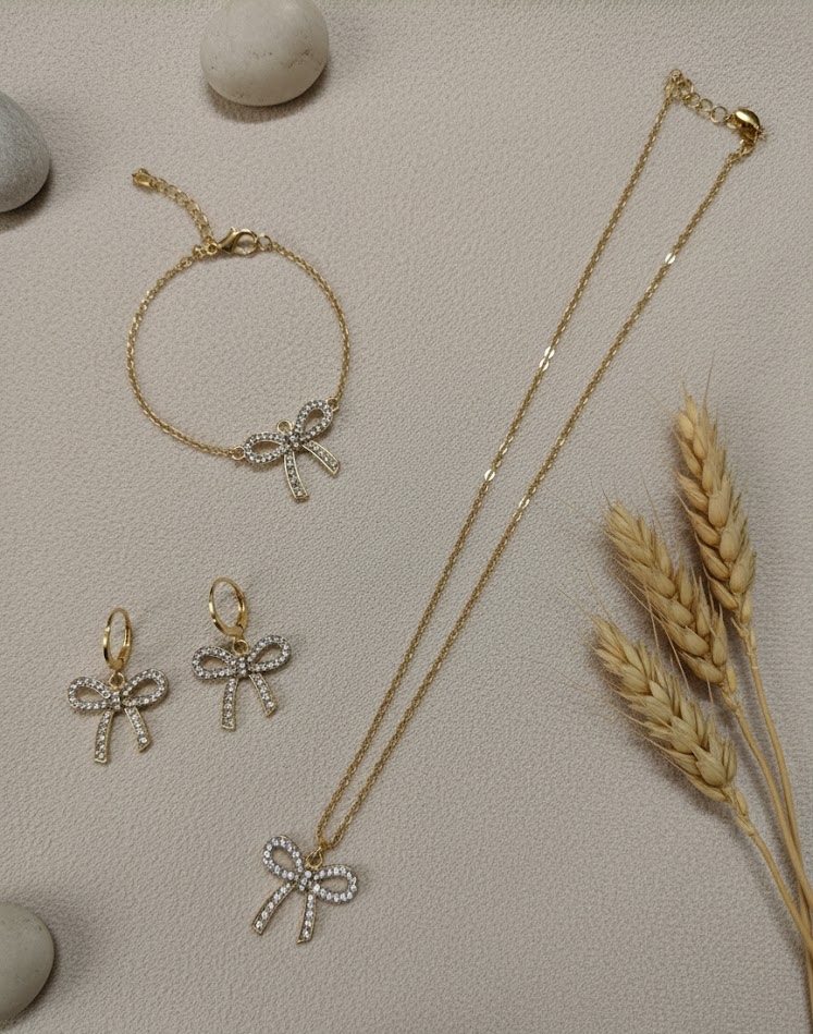 Crystal Bow Jewellery Set