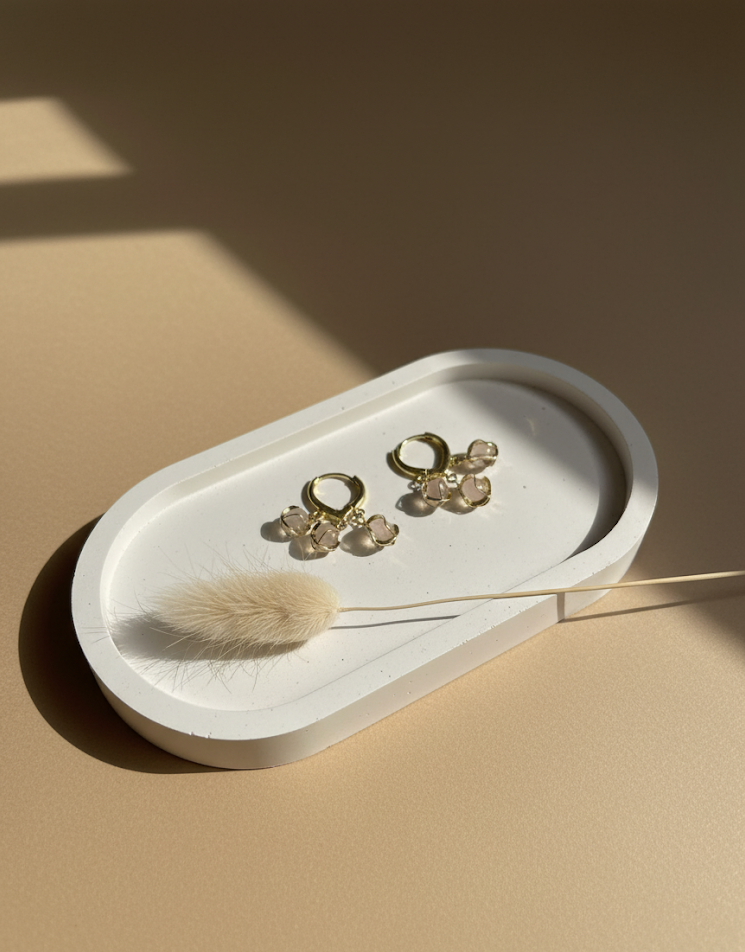 Gold Pearl Cluster Huggie Earrings