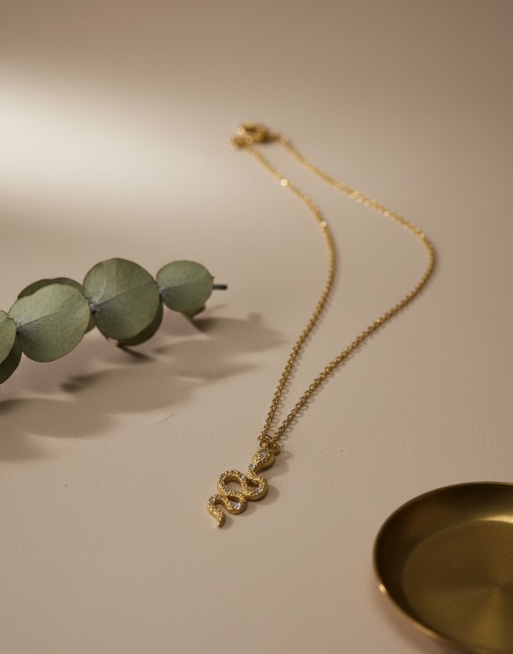 Gold Snake Pendant Necklace