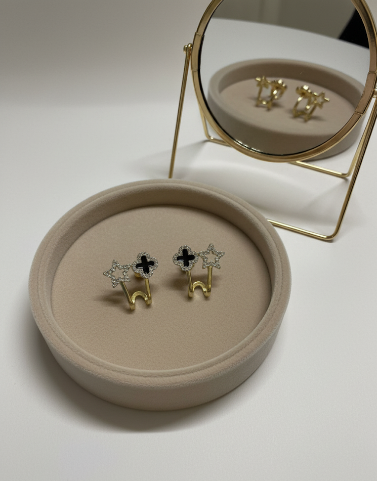 Star & Clover Gold Earrings