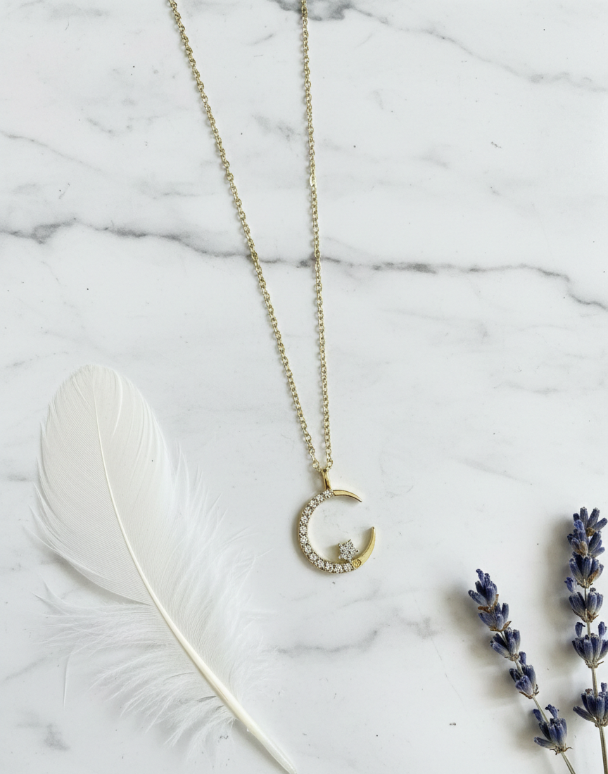 Celestial Crescent & Star Gold-Tone Necklace